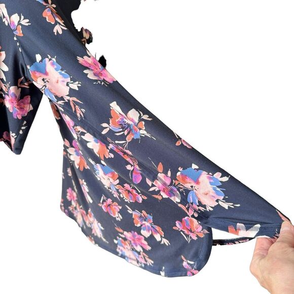 J. Jill Fit Performance Tee Tunic Top Sz 2X Black Floral Long Sleeve Super Soft - Picture 6 of 8